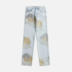 Angel Print Mid Straight Fit Jeans