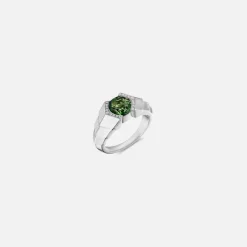 Arris Ring In Sterling Silver With Green Tourmalin