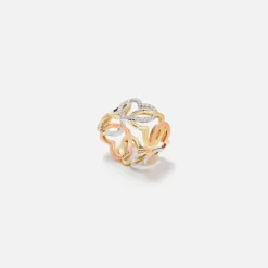 Bague Maille Coeurs 3 Ors Heart Ring