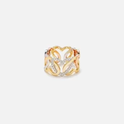 Bague Maille Coeurs 3 Ors Heart Ring