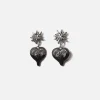 Dipped Flower Heart Earrings