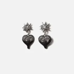 Dipped Flower Heart Earrings