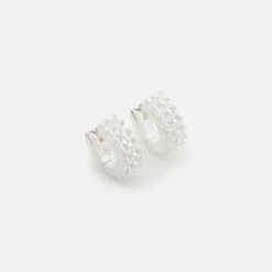 Double Eternity Spike Hoop Earrings Sterling