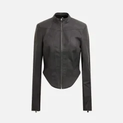 Faded Faux Leather Jacket
