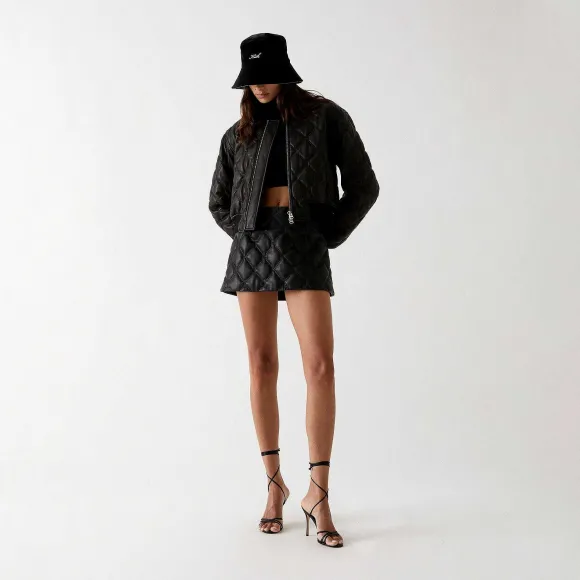 Kith Women Colton Quilted Logo Leather Bomber