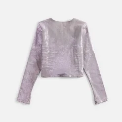 Logo Long Sleeve Denim Top