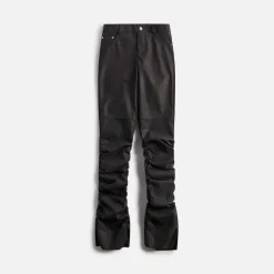 Matte Faux Leather Ruched Trouser