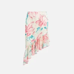 Mesh Floral Midi Skirt