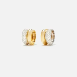 Paire De Mini Creoles Bouees Diamants Hoops