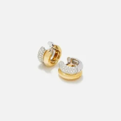 Paire De Mini Creoles Bouees Diamants Hoops