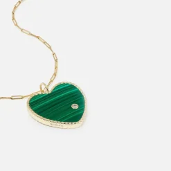Pendentif Maxi Coeur Malachite Lapis Biface