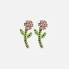 Pink & Green Flower Studs