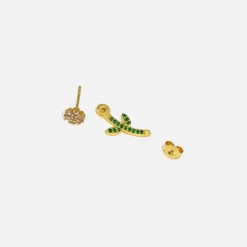 Pink & Green Flower Studs
