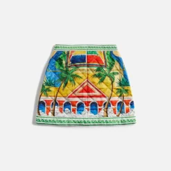 Printed Quilted Mini Skirt