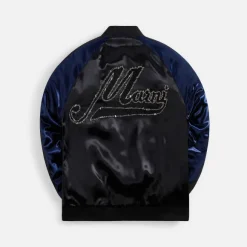 Satin Bomber With Beaded Logo