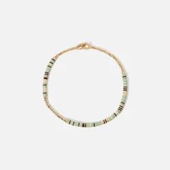 Shine #2 Bracelet In Turquoise Pattern Beads With 18K Yellow Gold Discs