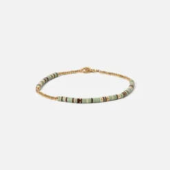 Shine #2 Bracelet In Turquoise Pattern Beads With 18K Yellow Gold Discs