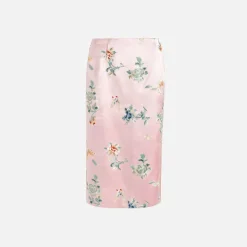 Silk Embroidered Pencil Skirt