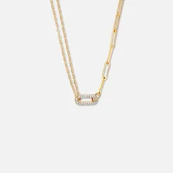 Solitaire Diamonds Link Loop Necklace