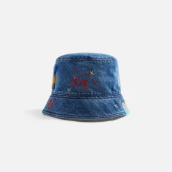 Stonewashed Organic Denim Mohair Bucket Hat