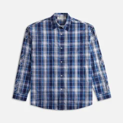 Stud Embellished Plaid Long Sleeve Shirt
