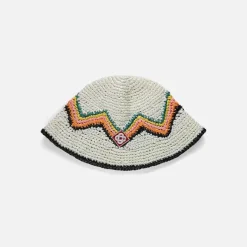 Zig Zag Raffia Knit Crochet Bucket Hat